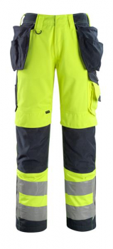 Warnschutz Handwerkerhose Wigan Safe Supreme gelb schwarzblau mit Hängetaschen 