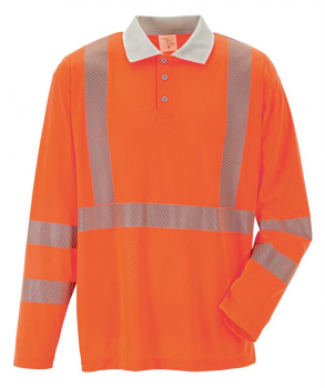 Poloshirt langarm PLANAM NORIT WARNSCHUTZ orange/zink vorne