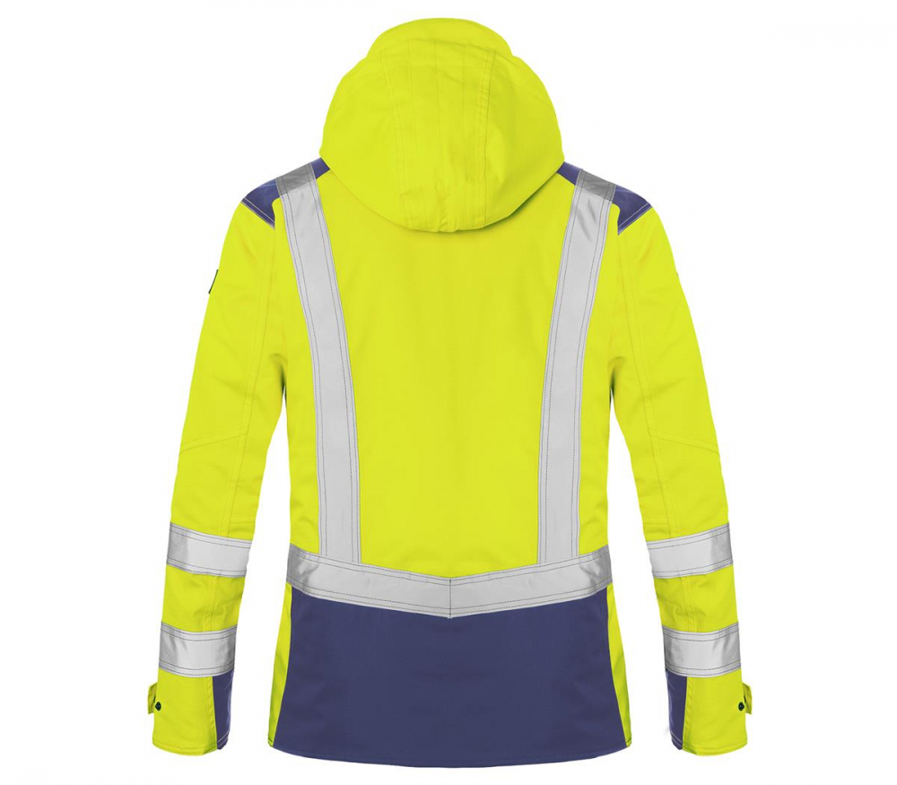 Warnschutz Hardshelljacke 1327 Kübler REFLECTIQ warngelb/dunkelblau Rückansicht
