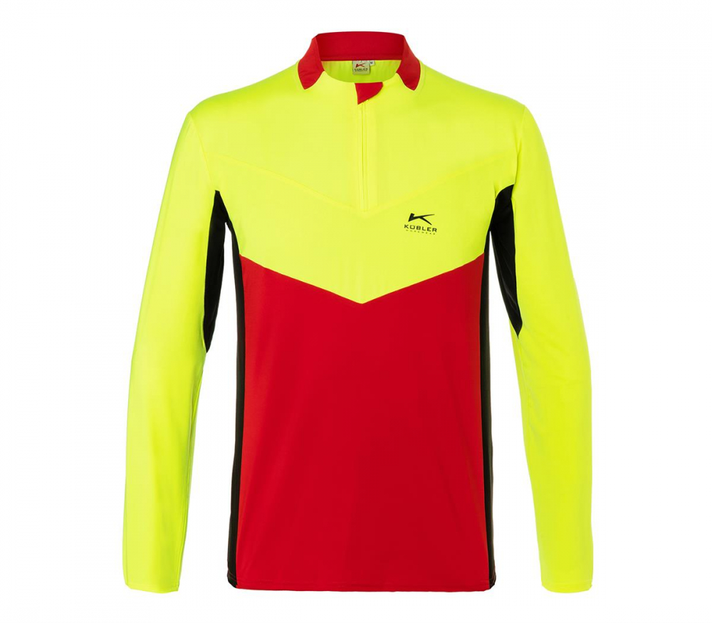 Kübler Forest Funktionsshirt Langarm 5049 6242 rot-warngelb vorne