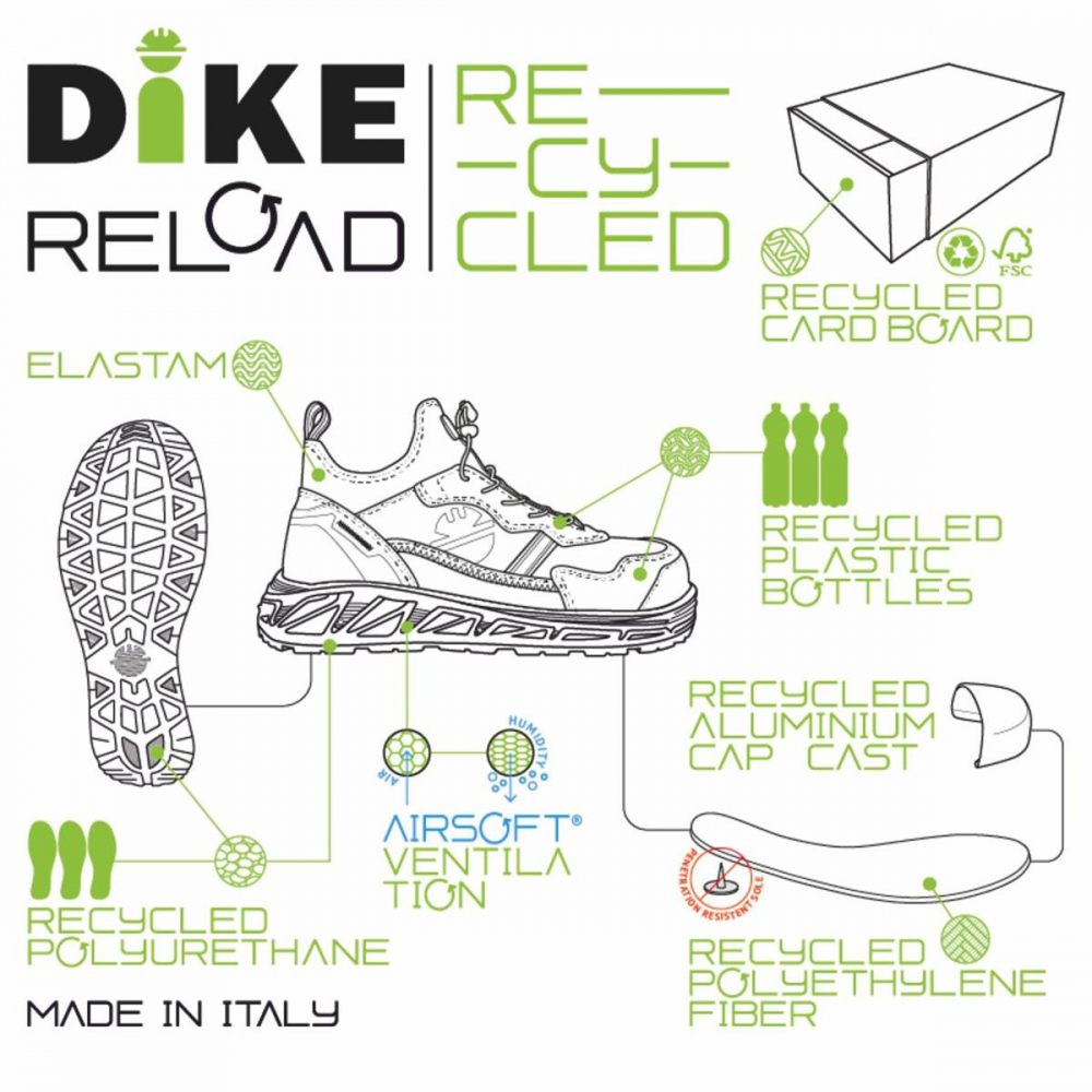 Dike Design Sicherheitsschuhe RUNNER RELOAD S1P Arbeitsschuhe Recycling Schuhe 